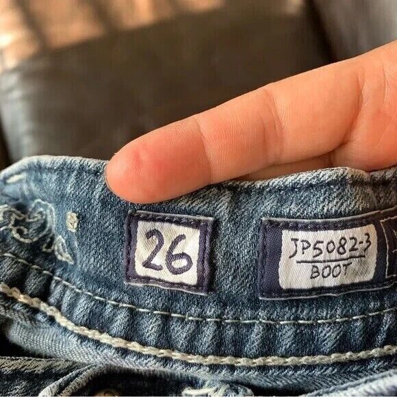 Miss Me Jeans, Size 26, Low-Rise, Bootcut, 28W x 30L, Bedazzled, Distressed - Picture 5 of 5
